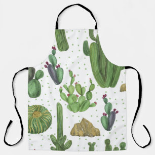 Watercolor cacti, seamless natural pattern. apron