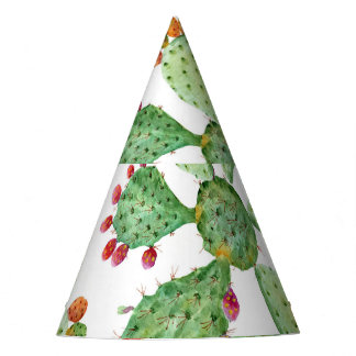 Watercolor Cacti: Tropical Garden Pattern. Party Hat