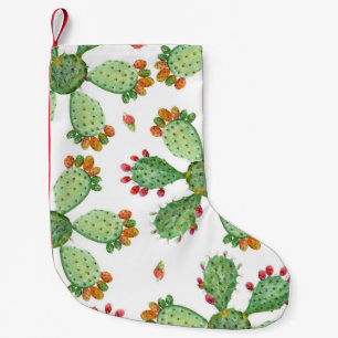 Watercolor Cacti: Tropical Garden Pattern. Small Christmas Stocking