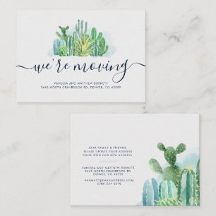 Watercolor Cacti We Moved Change of Address Moving Card