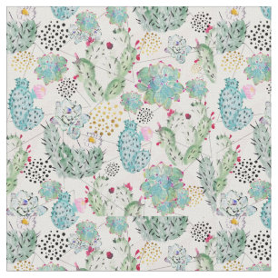 watercolor cactus and triangles pattern fabric