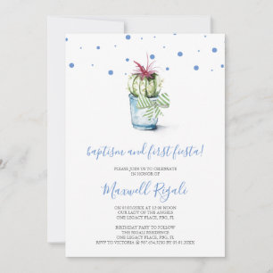 Watercolor Cactus Baptism and First Birthday Card