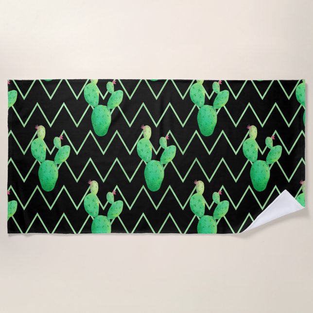Watercolor Cactus Beach Towel (Front)