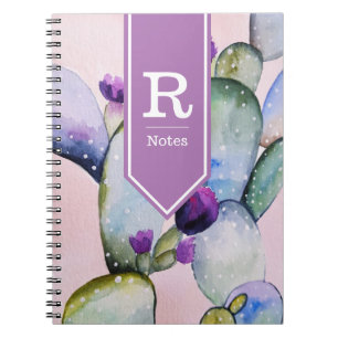Watercolor Cactus & Blossoms Personalised Notebook