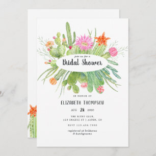 Watercolor Cactus Bridal Shower Invitation