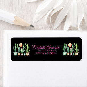 Watercolor Cactus Cacti Desert Succulent Black