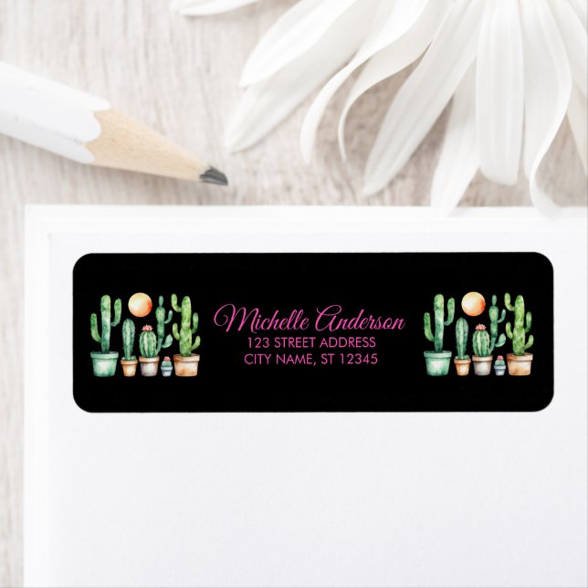 Watercolor Cactus Cacti Desert Succulent  Black    (Insitu)