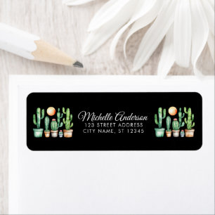 Watercolor Cactus Cacti Desert Succulent Black