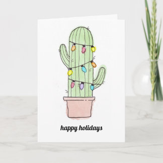 Watercolor Cactus Christmas Card