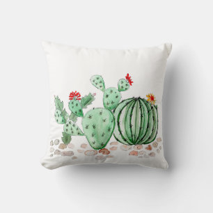 watercolor, cactus cushion