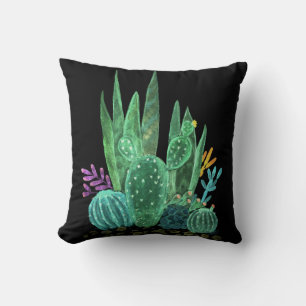 Watercolor, cactus cushion
