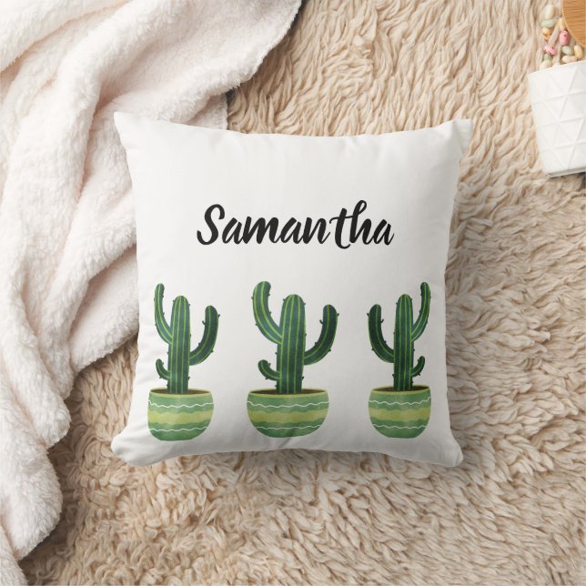 Watercolor Cactus  Cushion (Blanket)