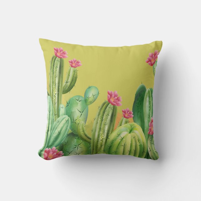 watercolor Cactus Cushion (Front)