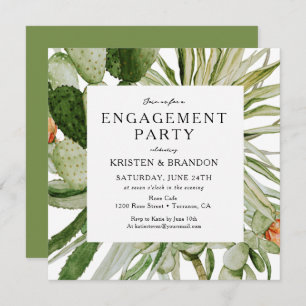 Watercolor Cactus Desert Engagement Party Invitati Invitation