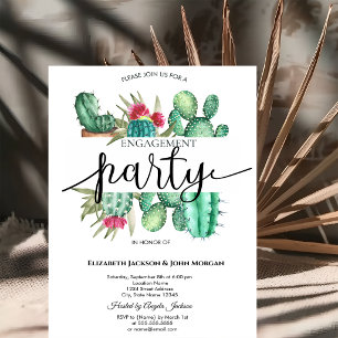 Watercolor Cactus Dots Engagement   Invitation