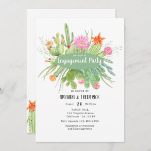 Watercolor Cactus Engagement Party Invitation