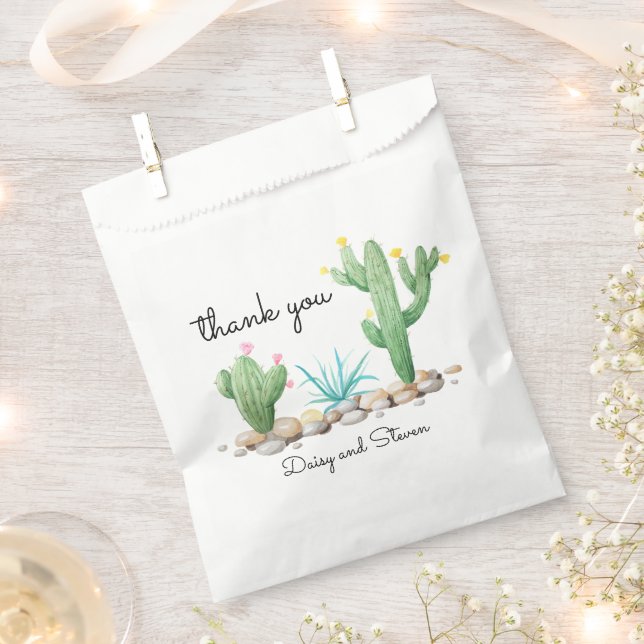 Watercolor Cactus Favour Bags (Clipped)