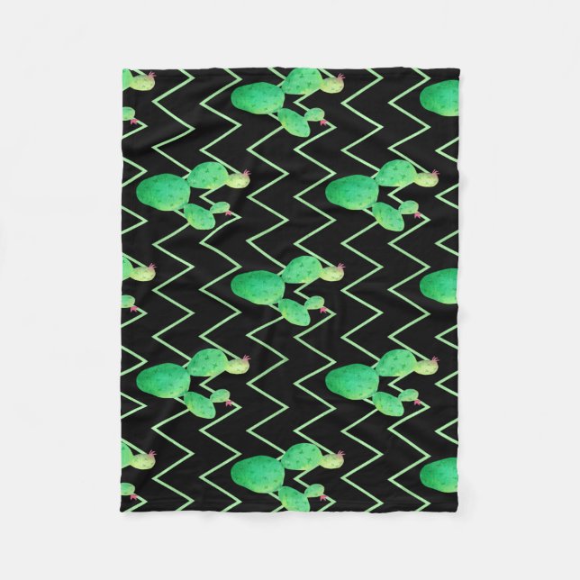 Watercolor Cactus Fleece Blanket (Front)