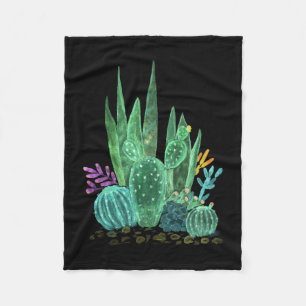 Watercolor, cactus fleece blanket