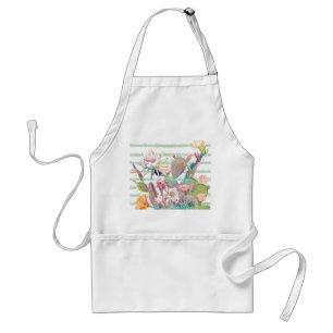 Watercolor Cactus Floral Stripes Design Standard Apron