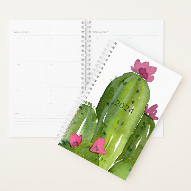 Watercolor Cactus Flowers YEAR Desert Art Planner (Display)