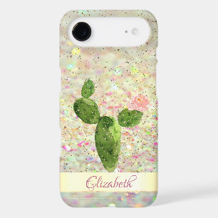 Watercolor Cactus, Glitter Bokeh - Personalised