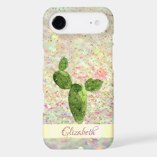 Watercolor Cactus, Glitter Bokeh - Personalized