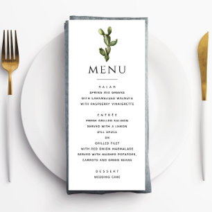 Watercolor cactus greenery. Desert cacti wedding Menu