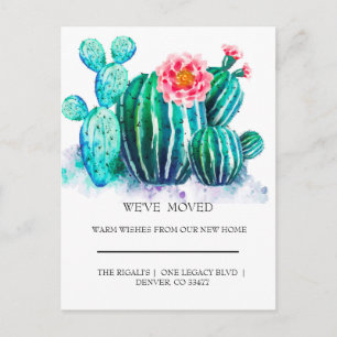 watercolor Cactus  home moving Postcard