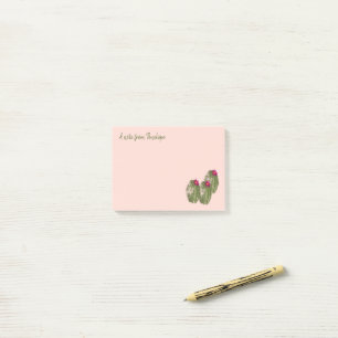 Watercolor Cactus in Bloom with Your Name Post-it Notes