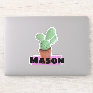 Watercolor Cactus in Pot Custom Name