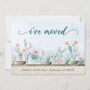 Watercolor Cactus I've Moved Announcement