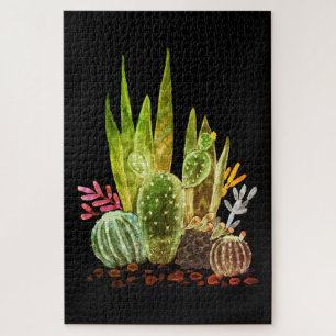 Watercolor, cactus jigsaw puzzle