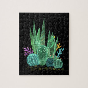 Watercolor, cactus jigsaw puzzle