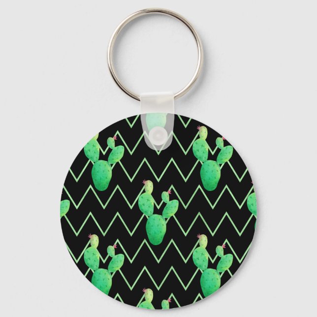 Watercolor Cactus Key Ring (Front)