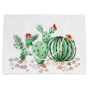 watercolor, cactus large gift bag