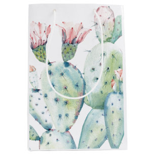 Watercolor Cactus Medium Gift Bag