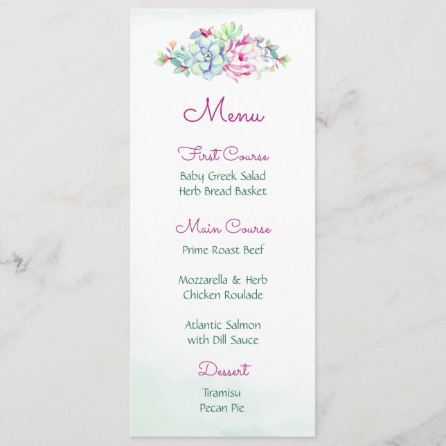 Watercolor Cactus Menus (Front)