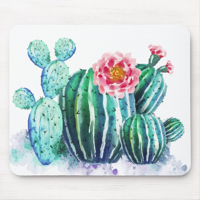 watercolor Cactus Mouse Mat (Front)