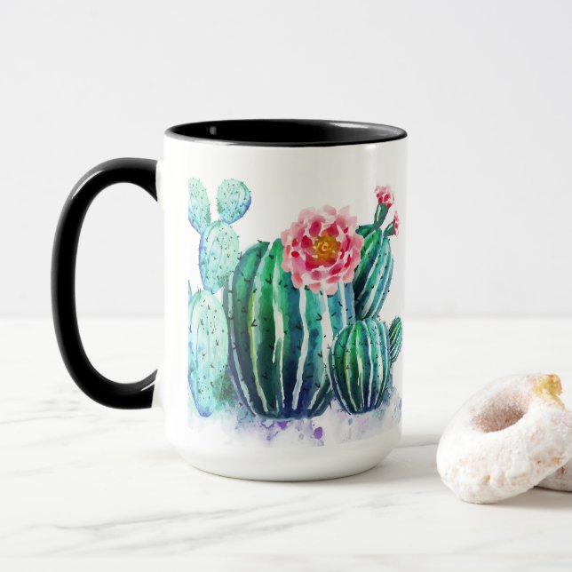 watercolor Cactus Mug (With Donut)