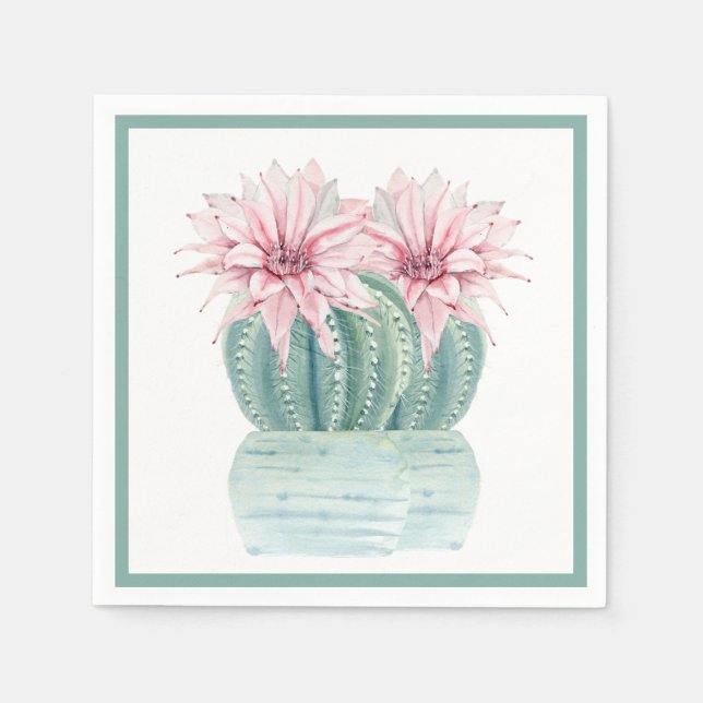 Watercolor Cactus Napkin (Front)