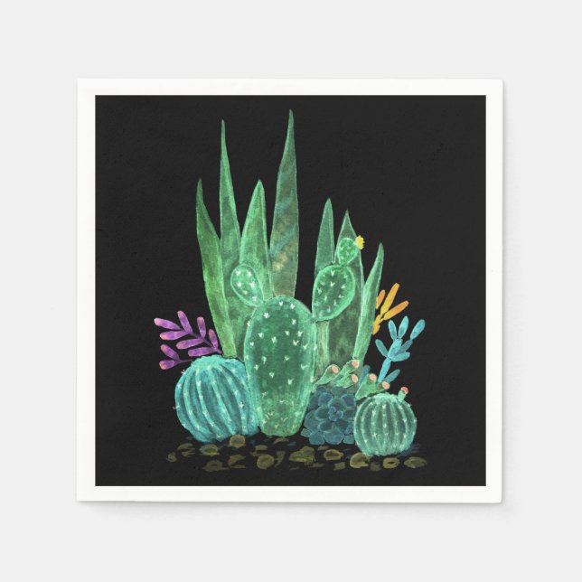 Watercolor, cactus napkin (Front)