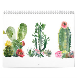 Watercolor Cactus Painting Calendar