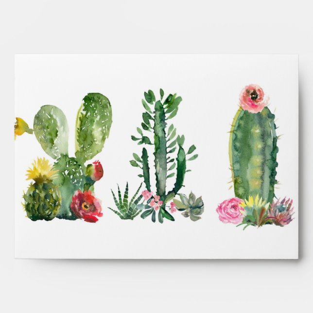 Watercolor Cactus Painting Envelope (Front)