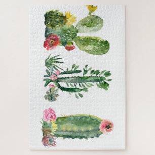 Watercolor Cactus Painting Jigsaw Puzzle