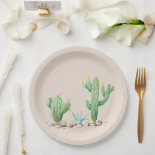 Watercolor Cactus Paper Plate