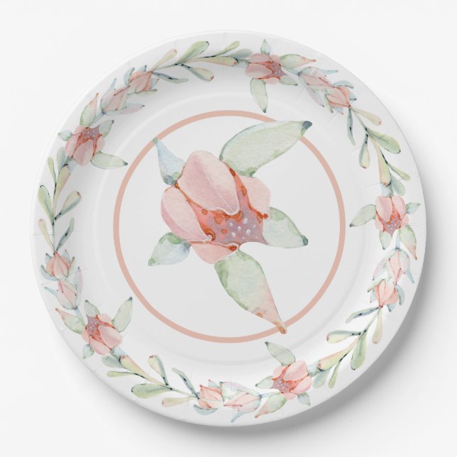 Watercolor Cactus Paper Plate (Front)