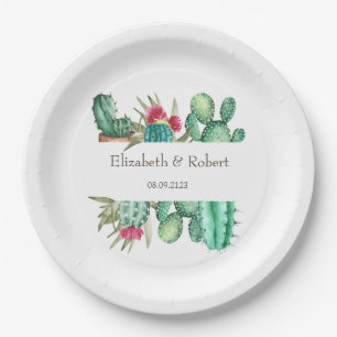 Watercolor Cactus Paper Plate