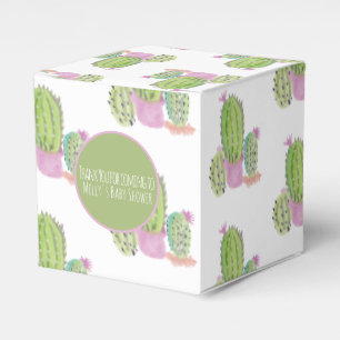 Watercolor Cactus Pattern Birthday Party Thank You Favour Box