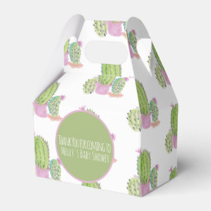 Watercolor Cactus Pattern Birthday Party Thank You Favour Box